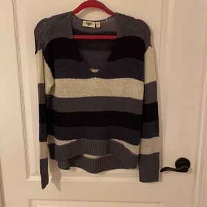 Never Worn Retrod V-Neck Blue and White Striped Sweater